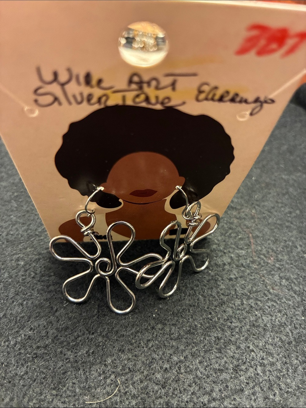 Silver Floral Wire Drop Earrings - Women Jewelry